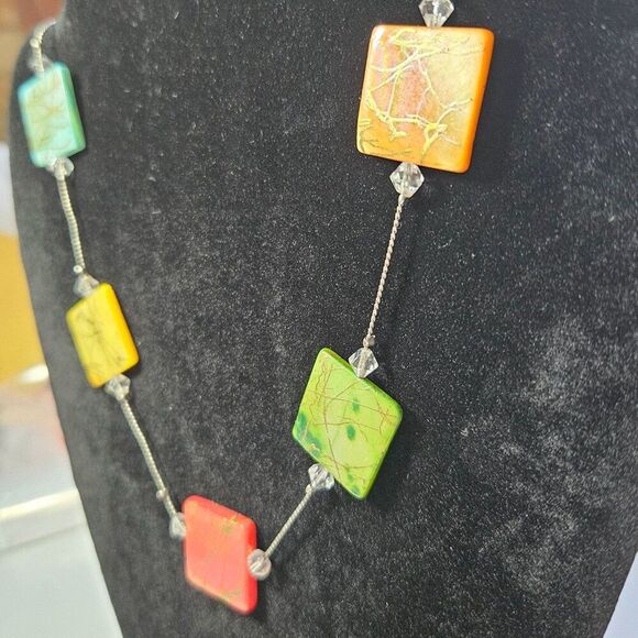 You & I silver tone colorful shell necklace - Picture 5 of 15